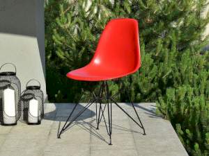 Krzesło tarasowe mpc rod czerwony tworzywo, podstawa czarny