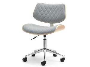 Fotel biurowy bruno buk-szary skóra ekologiczna, podstawa chrom