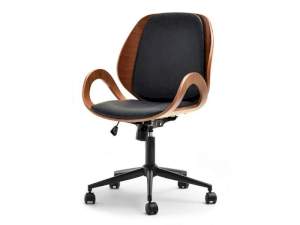 Fotel biurowy gina orzech-czarny skóra ekologiczna antic, podstawa czarny