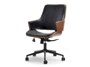 Fotel biurowy oscar orzech-czarny skóra ekologiczna antic, podstawa czarny