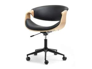 Fotel biurowy rapid dąb-czarny skóra ekologiczna, podstawa czarny
