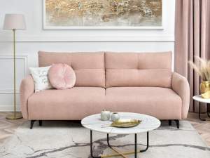 sofa lulu pudrowy-róż tkanina,podstawa czarny