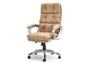 Fotel-biurowy benon beżowy skóra-ekologiczna, podstawa szary