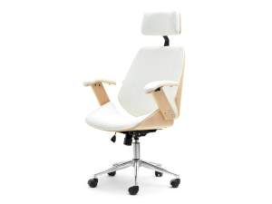 Fotel biurowy frank buk-kremowy skóra ekologiczna, podstawa chrom