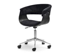 Fotel-biurowy manza czarne drewno czarny tkanina, podstawa chrom