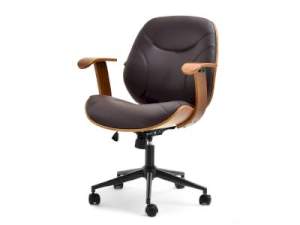 Fotel-biurowy ray orzech-brąz skóra-ekologiczna, podstawa czarny