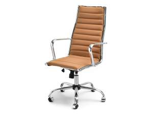 Fotel biurowy berlin brązowy skóra-ekologiczna, podstawa chrom