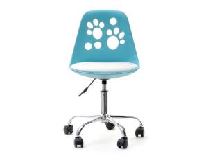 Fotel biurowy foot niebieski-biały skóra ekologiczna, podstawa chrom