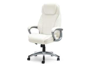 Fotel biurowy hampton biały skóra ekologiczna, podstawa szary