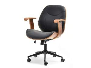 Fotel biurowy ray orzech-czarny skóra ekologiczna, podstawa czarny