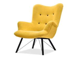 Fotel dalton żółty tkanina, podstawa czarny