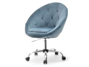 Fotel lounge 4 niebieski welur, podstawa chrom