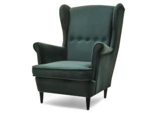 Fotel malmo zielony welur, podstawa czarny