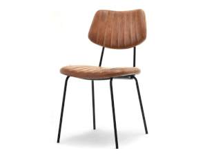 Krzesło haris brąz skóra ekologiczna, podstawa czarny