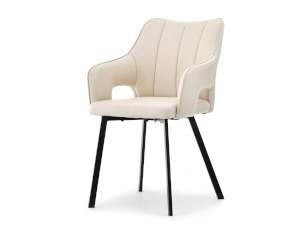Krzesło corbet kremowy skóra-ekologiczna, podstawa czarny