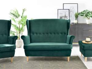Sofa malmo zielony welur, podstawa buk