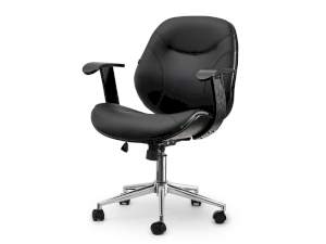 Fotel-biurowy ray czarne-drewno czarny skóra-ekologiczna, podstawa chrom