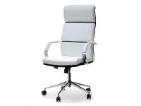 Produkt: Fotel biurowy bond biały skóra ekologiczna, podstawa chrom