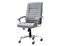 Produkt: Fotel biurowy drag szary skóra ekologiczna, podstawa chrom