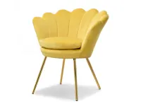 Produkt: Fotel lazar żółty welur, podstawa złoty