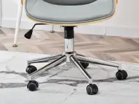 Fotel biurowy z drewnianym korpusem FRANK SZARY BUK - noga CHROM - fotel chromowany