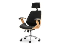 Produkt: Fotel-biurowy frank dąb-czarny skóra-ekologiczna, podstawa chrom