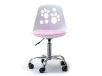 Produkt: Fotel biurowy foot biały-różowy skóra ekologiczna, podstawa chrom