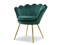 Produkt: Fotel lazar zielony welur, podstawa złoty