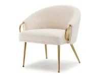 Produkt: Fotel clara kremowy tkanina, podstawa złoty