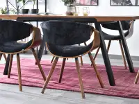 Modne krzesło z drewna giętego BENT CZARNY - ORZECH - miękki materiał siedziska 