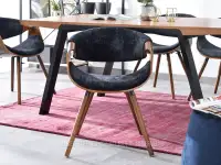 Modne krzesło z drewna giętego BENT CZARNY - ORZECH - wyprofilowane siedzisko 