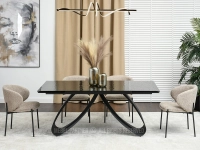 Rozkładany stół szlany PREGIATO ANTRACYT - CZARNY - w aranżacji z krzesłami MAREN