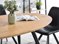Stół rozkładany LIBON DĘBOWY owalny na grubych nogach - imitacja drewna