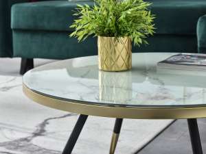 nowoczesny stolik kawowy w stylu glamour do salonu CHENTI XL biały marmur złoty