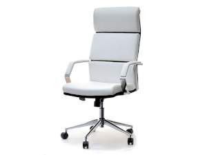 Fotel biurowy bond biały skóra ekologiczna, podstawa chrom