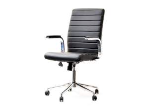 Fotel biurowy cruz czarny skóra ekologiczna, podstawa chrom