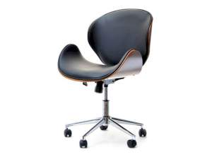 Fotel biurowy boom orzech-czarny skóra ekologiczna, podstawa chrom