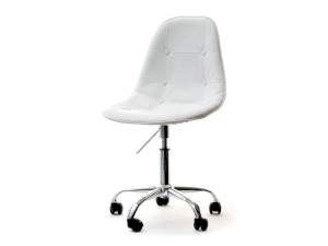 Krzesło obrotowe mpc move tap biały skóra ekologiczna, podstawa chrom