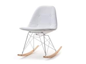 Krzesło bujane mpc roc tap biały skóra ekologiczna, podstawa chrom-buk