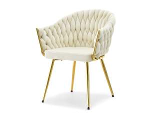 krzesło iris kremowy welur, podstawa złoty
