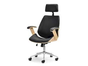 Fotel biurowy frank buk-czarny skóra ekologiczna, podstawa chrom