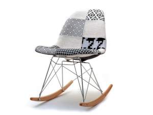 Krzesło bujane mpc roc tap patchwork 2 tkanina, podstawa chrom-buk