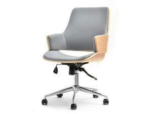 Fotel biurowy oscar buk-szary skóra ekologiczna, podstawa chrom