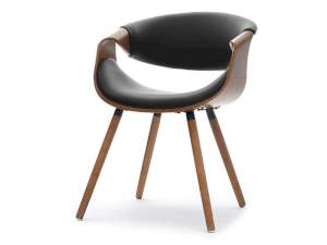 Krzesło bent orzech-czarny skóra ekologiczna, podstawa orzech