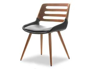Krzesło kansas orzech-czarny skóra ekologiczna, podstawa orzech