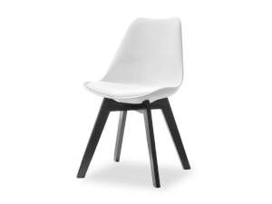 Krzesło luis wood biały skóra ekologiczna, podstawa czarny