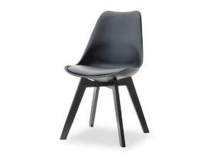 Krzesło luis wood czarny skóra ekologiczna, podstawa czarny