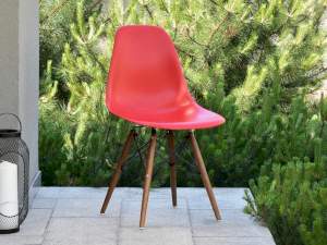 Krzesło tarasowe mpc wood czerwony tworzywo, podstawa orzech