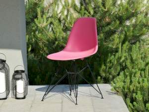 Krzesło tarasowe mpc rod różowy tworzywo, podstawa czarny