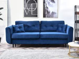 Sofa blink granatowy welur, podstawa czarny